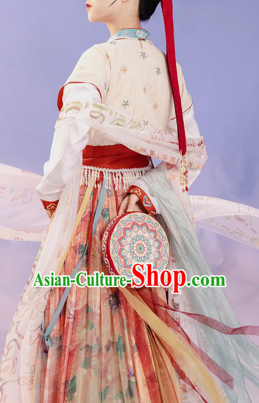China Ancient Palace Princess Embroidered Costumes Traditional Tang Dynasty Court Lady Replica Clothing