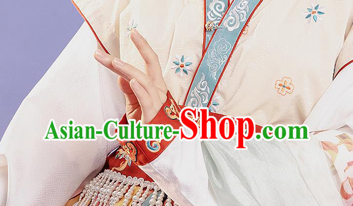 China Ancient Palace Princess Embroidered Costumes Traditional Tang Dynasty Court Lady Replica Clothing