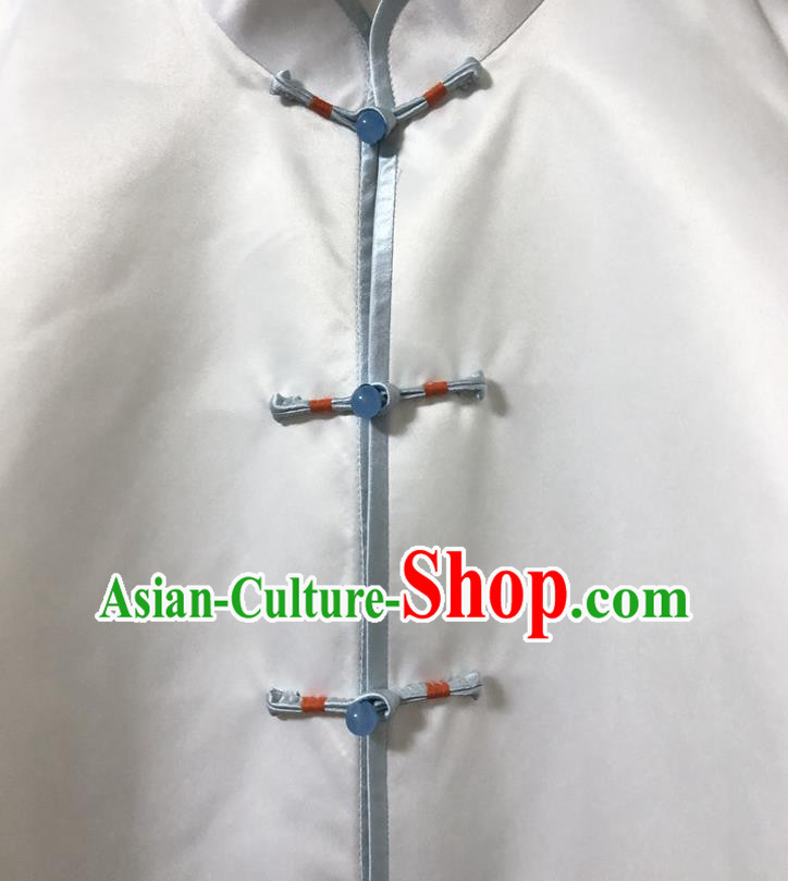 China Woman Upper Outer Garment Tang Suit White Silk Blouse Traditional Embroidered Shirt