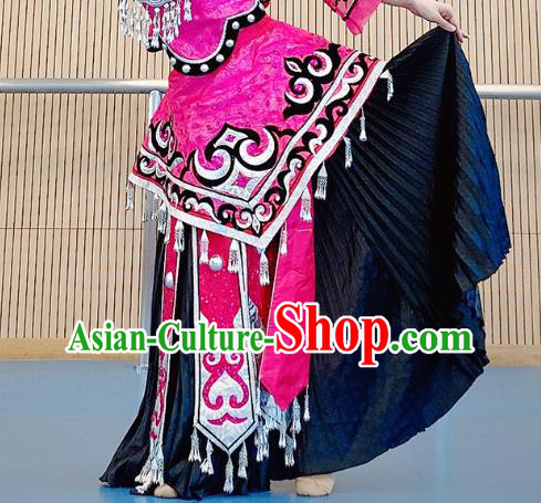 Chinese Miao Nationality Minority Wedding Bride Costumes Ethnic Folk Dance Rosy Dress Outfits