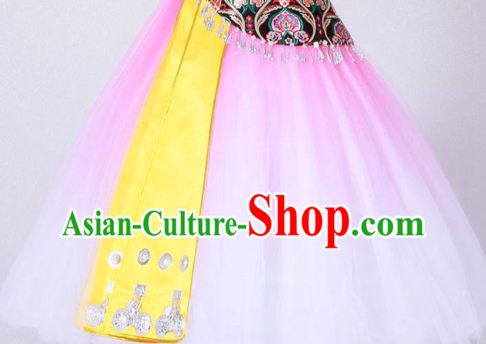 Chinese Miao Nationality Minority Folk Dance Costumes Ethnic Woman Stage Performance Pink Dress Outfits