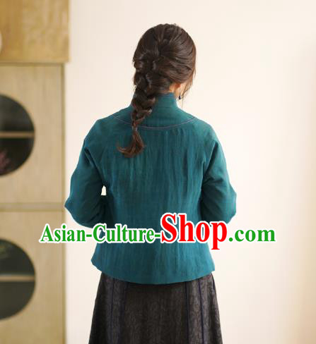 China National Green Jacket Winter Women Clothing Tang Suit Embroidered Short Coat