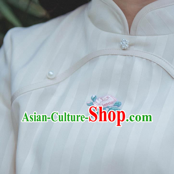 Chinese Traditional Shanghai Young Beauty Cheongsam Clothing National Lace Sleeve Qipao Dress