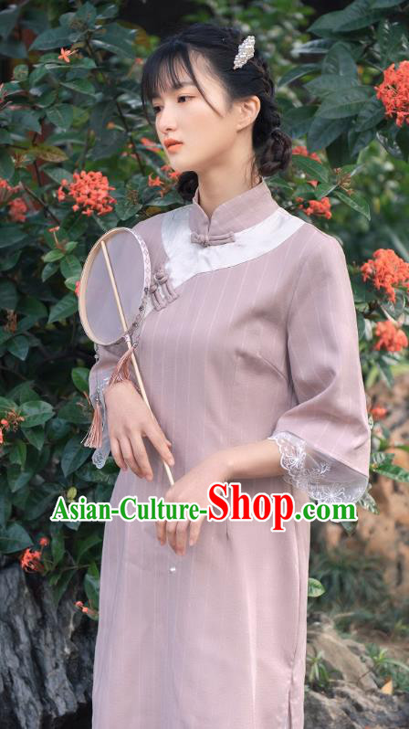 Chinese National Slant Opening Qipao Dress Traditional Clothing Young Lady Cheongsam