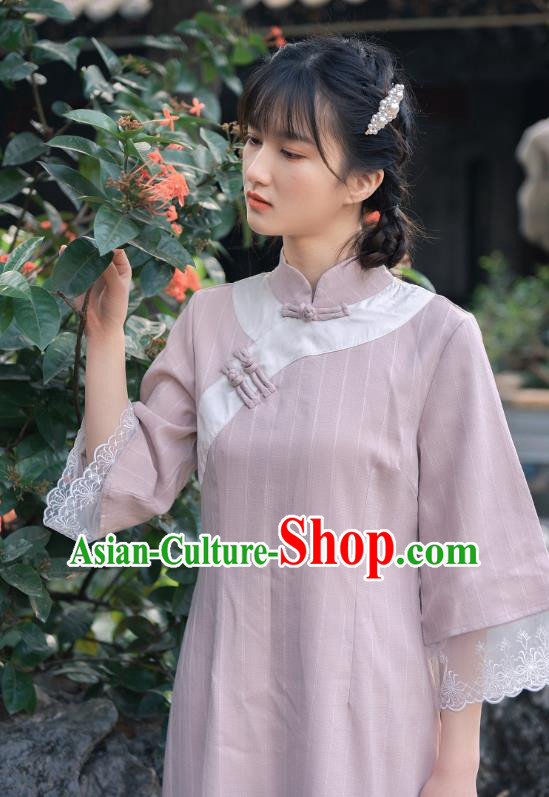 Chinese National Slant Opening Qipao Dress Traditional Clothing Young Lady Cheongsam