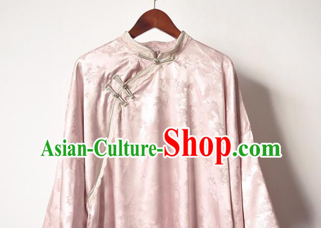 Chinese National Shanghai Beauty Qipao Dress Traditional Clothing Wide Sleeve Pink Cheongsam
