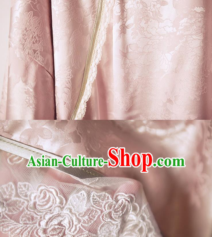 Chinese National Shanghai Beauty Qipao Dress Traditional Clothing Wide Sleeve Pink Cheongsam