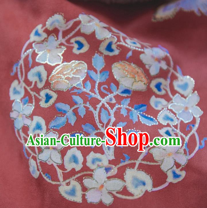 Chinese National Shanghai Lady Sleeveless Qipao Dress Traditional Winter Red Woolen Cheongsam Clothing