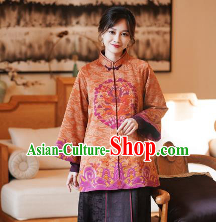 China Classical Women Overcoat Tang Suit Embroidered Jacket National Silk Clothing