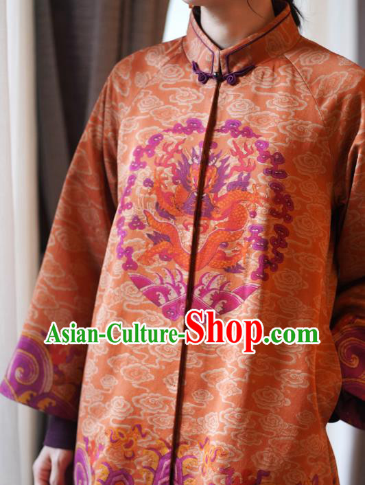 China Classical Women Overcoat Tang Suit Embroidered Jacket National Silk Clothing