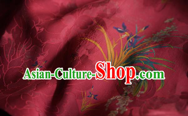 China Tang Suit Overcoat National Women Clothing Classical Orchids Pattern Red Silk Jacket
