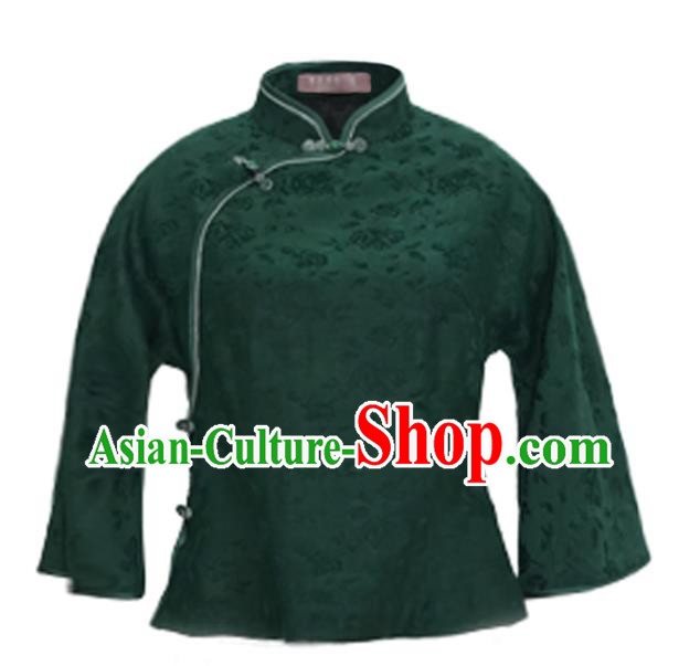 China Tang Suit Top Shirt National Women Clothing Classical Green Silk Blouse