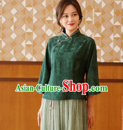 China Tang Suit Top Shirt National Women Clothing Classical Green Silk Blouse