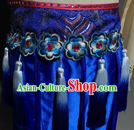 China Traditional Peking Opera Hua Tan Costumes Classical Dance Blue Outfits and Headwear
