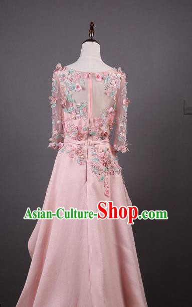 Top Grade Embroidered Pink Full Dress Annual Meeting Catwalks Compere Costume