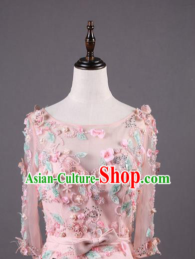 Top Grade Embroidered Pink Full Dress Annual Meeting Catwalks Compere Costume