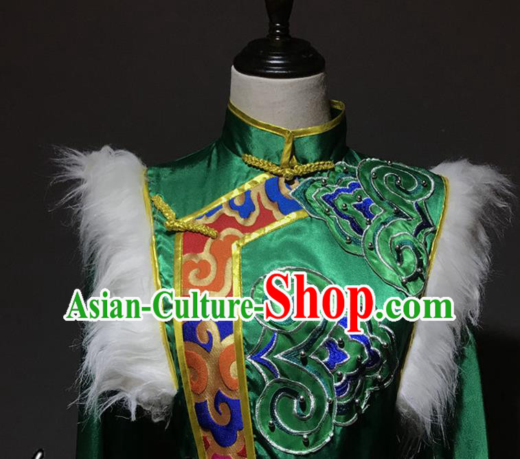 Chinese Zang Nationality Male Costumes Tibetan Ethnic Minority Folk Dance Outfits