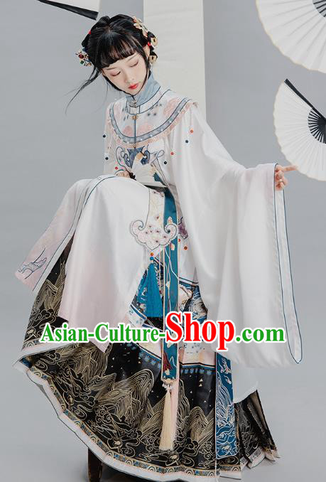 China Traditional Ming Dynasty Princess Hanfu Clothing Ancient Nobility Beauty Embroidered Costumes Full Set