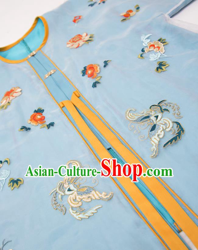 China Ancient Country Woman Embroidered Costumes Traditional Ming Dynasty Village Lady Hanfu Clothing