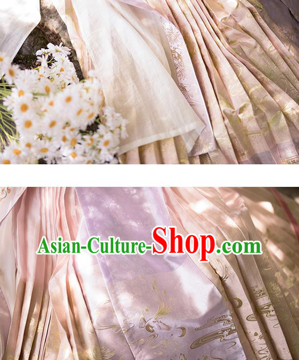 China Ancient Young Beauty Embroidered Costumes Traditional Song Dynasty Country Girl Hanfu Clothing