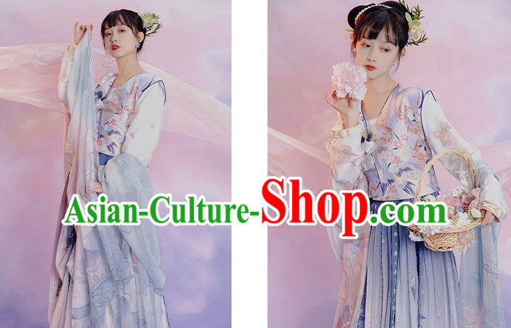China Ancient Young Beauty Hanfu Dress Clothing Traditional Tang Dynasty Palace Lady Replica Costumes