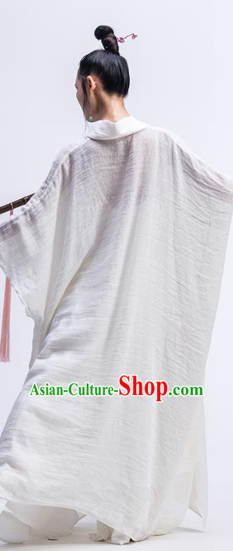 Chinese Traditional Martial Arts Clothing Classical Dance Costume National White Flax Dress