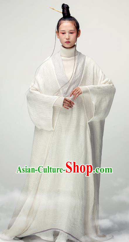 Chinese Martial Arts Costume National Tai Chi White Flax Dress Traditional Zen Clothing
