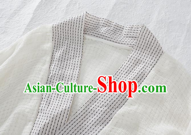 Chinese Martial Arts Costume National Tai Chi White Flax Dress Traditional Zen Clothing