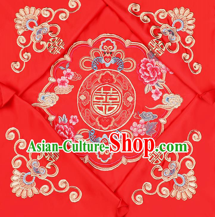 China Xiuhe Suit Embroidered Peony Headdress Traditional Wedding Headwear Bride Red Veil