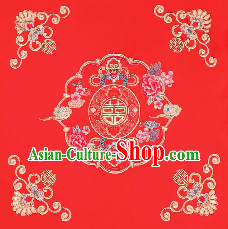 China Xiuhe Suit Embroidered Peony Headdress Traditional Wedding Headwear Bride Red Veil
