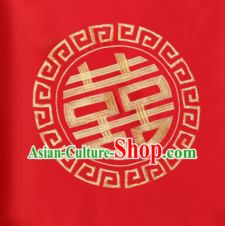 China Traditional Wedding Headwear Ancient Bride Red Veil Xiuhe Suit Red Satin Kerchief Headdress