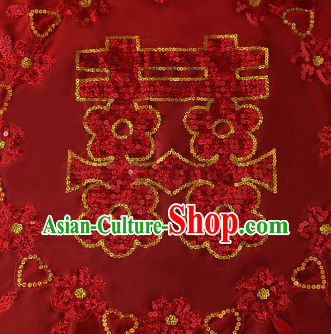 China Red Bridal Veil Kerchief Traditional Wedding Xiuhe Suit Embroidered Headdress