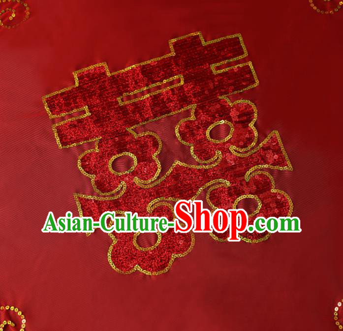 China Red Bridal Veil Kerchief Traditional Wedding Xiuhe Suit Embroidered Headdress