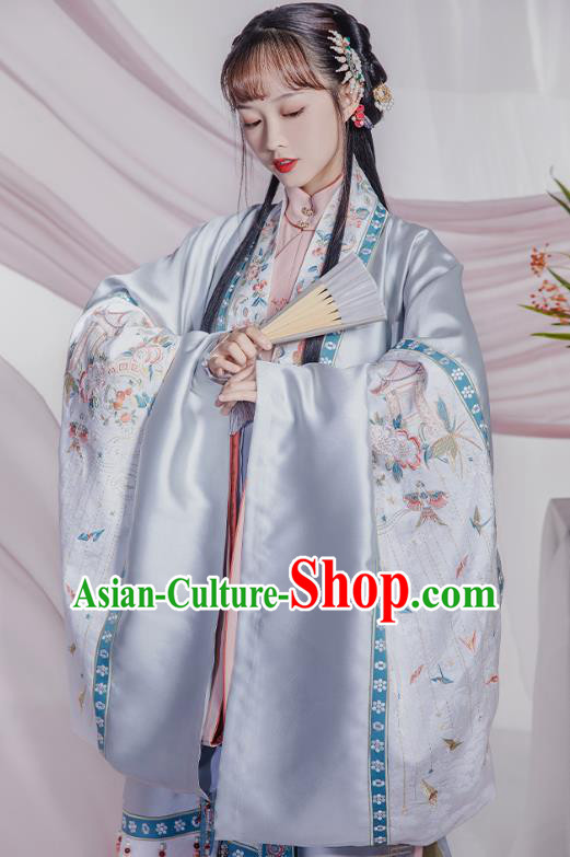 China Traditional Ming Dynasty Nobility Woman Embroidery Costumes Ancient Court Princess Hanfu Clothing