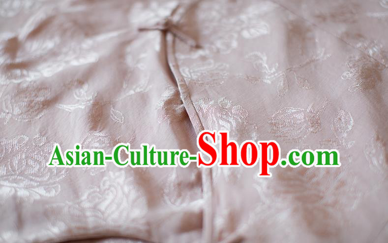 Republic of China Slant Opening Cheongsam Costume Traditional Minguo Pink Brocade Qipao Dress