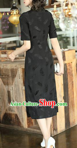 Chinese Traditional Shanghai Qipao Dress Classical Dance Black Cheongsam Costume