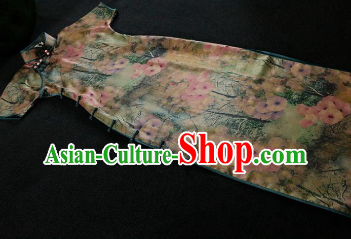 Chinese Traditional Shanghai Lady Qipao Dress Classical Printing Gambiered Guangdong Gauze Cheongsam