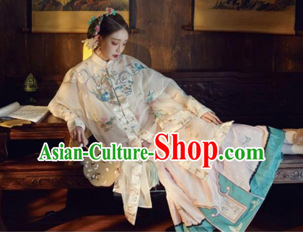 China Traditional Qing Dynasty Court Woman Costumes Ancient Imperial Concubine Embroidered Clothing Complete Set
