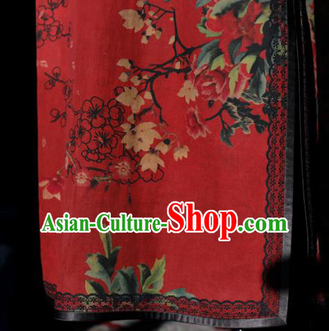 Republic of China Classical Wedding Red Cheongsam Traditional Minguo Shanghai Beauty Silk Qipao Dress