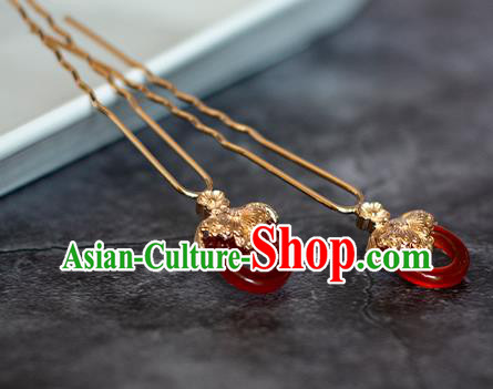 Chinese Traditional Song Dynasty Hanfu Agate Hairpin Ancient Princess Hair Stick Headwear