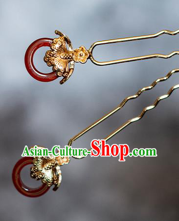 Chinese Traditional Song Dynasty Hanfu Agate Hairpin Ancient Princess Hair Stick Headwear