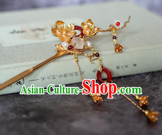 Chinese Traditional Song Dynasty Court Golden Hairpin Ancient Empress Tassel Hair Stick