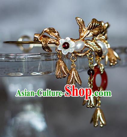 China Classical Golden Bracelet Traditional Ming Dynasty Agate Wristlet Accessories