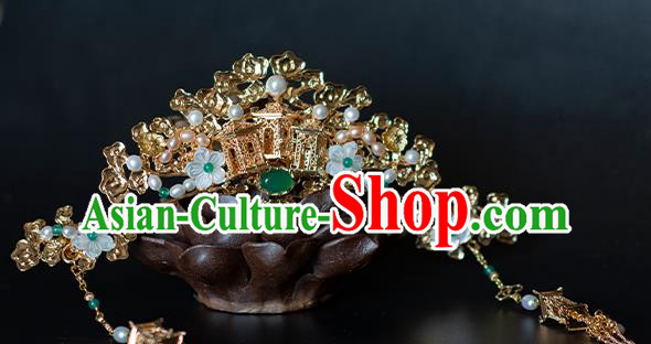 Chinese Traditional Song Dynasty Hair Accessories Hairpins Ancient Princess Golden Palace Hair Crown