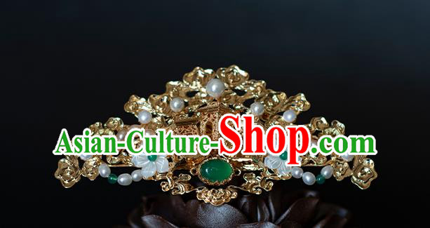 Chinese Traditional Song Dynasty Hair Accessories Hairpins Ancient Princess Golden Palace Hair Crown
