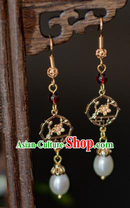 China Traditional Cheongsam Ear Accessories Ancient Princess Garnet Earrings