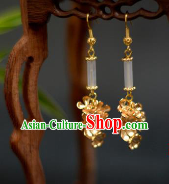 China Traditional Cheongsam Ear Accessories Ancient Princess Golden Flowers Earrings