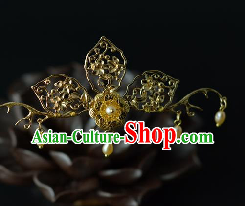 Chinese Traditional Jin Dynasty Hairpin Hanfu Hair Accessories Ancient Princess Golden Hair Stick