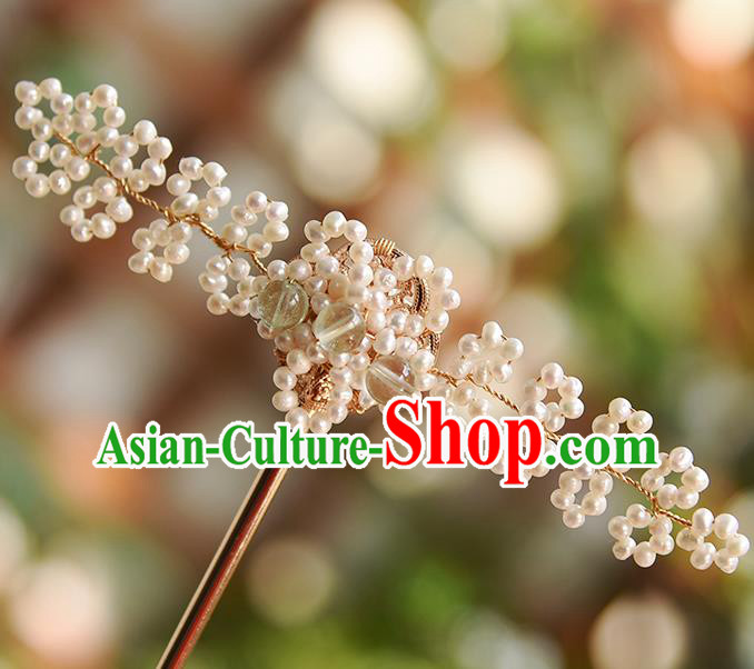 Chinese Traditional Qing Dynasty Hairpin Court Hair Accessories Ancient Imperial Concubine Pearls Hair Stick