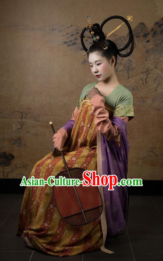 China Ancient Court Lady Hanfu Dress Costumes Traditional Early Tang Dynasty Historical Clothing